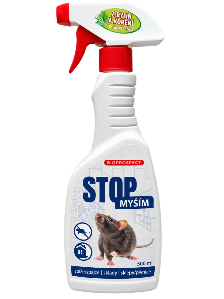 STOP MYŠÍM - pachový odpuzovač hlodavců 500 ml.