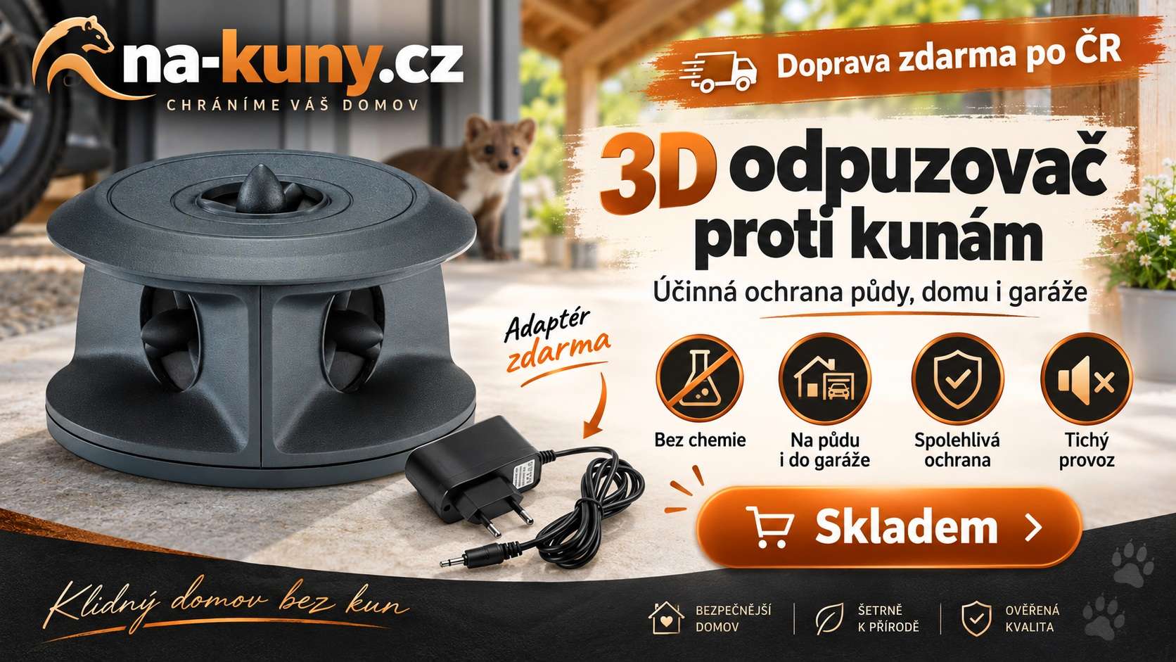 Odpuzovač kun - dosah 1700 m3